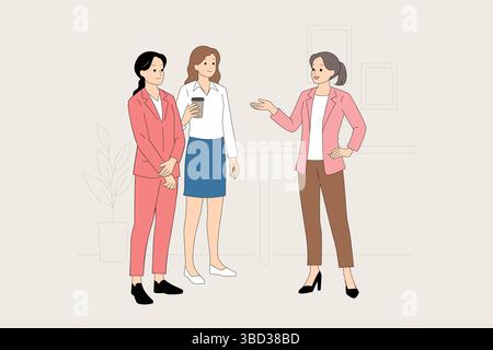 Women in business engaging in meaningful and inspiring dialogues to empower each other Stock Vector