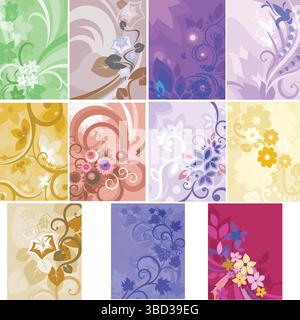 Floral Design Collection Sets Elegant Botanical Patterns & Elements Stock Vector