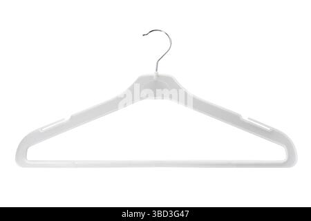 Empty plastic cloth hanger isolated on white with clipping path included Stock Photo