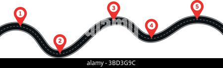 Curves road isolated vector illustration on transparent background Stock Vector