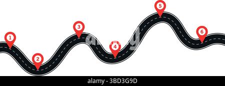 Curves road isolated vector illustration on transparent background Stock Vector