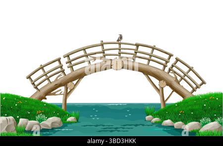 Wallpaper landscape with stone bridge Stock Vector Image & Art - Alamy