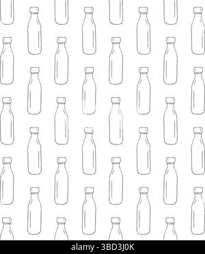 Vector seamless pattern of hand drawn sketch doodle outline thermo bottle isolated on white background Stock Vector