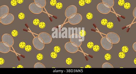 Horizontal Tennis Pattern with Rackets and Balls Stock Vector