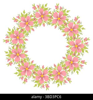 Circular Wreath Of Pastel Abstract Flowers Stock Vector