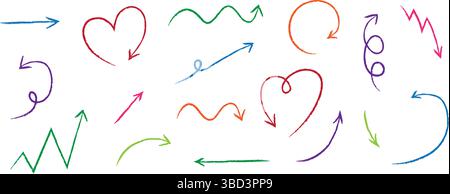 set of simple handdrawn arrows isolated vector illustration Stock Vector