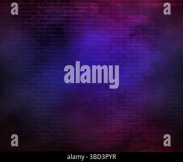 Abstract Neon Brick Wall Background. Mystery Glowing Stone Wall. Stock Vector