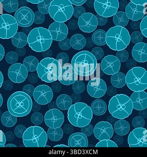 Seamless pattern with jellyfish in the water. Vector marine background. Stock Vector