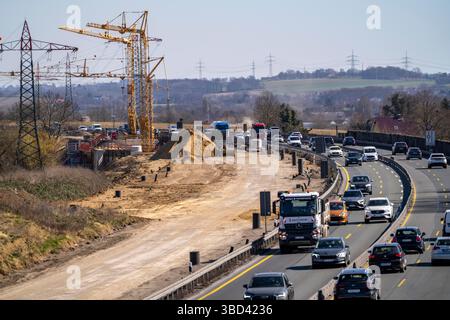Motorway construction site, work on the six-lane expansion of the B 1 federal highway to the A 40 motorway between the Dortmund-Ost junction and the D Stock Photo