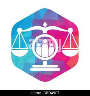 Justice people logo design vector. Law firm and people logo icon template design. Stock Vector