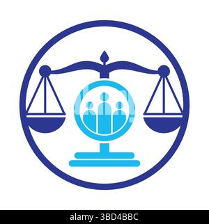 Justice people logo design vector. Law firm and people logo icon template design. Stock Vector