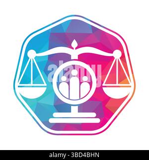 Justice people logo design vector. Law firm and people logo icon template design. Stock Vector