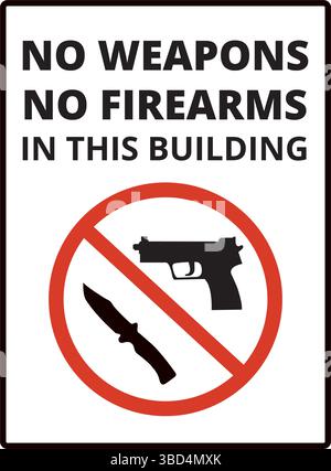 No weapons no firearms in this buiding sign Stock Vector