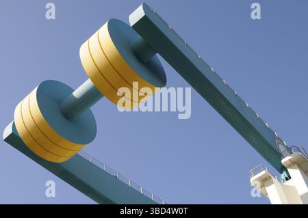 Bridge at the Estemuendung flood barrage in Hamburg, Germany, Europe Stock Photo