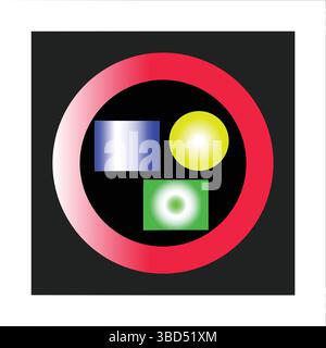 Abstract Geometric Shapes Vector, Modern Colourful Circle Art, Digital Design Illustration Stock Vector