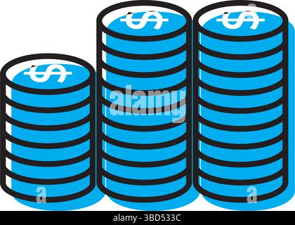 Three coin towers view. Vector Stock Vector