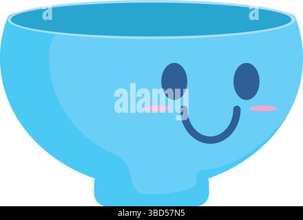Blue bowl with smile face. Vector illustration Stock Vector