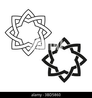 Geometric star symbol. Black outlined shape. Decorative symmetry figure. Vector element. Stock Vector