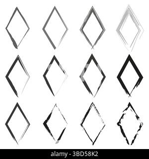 Diamond frame icon. Monochrome border shape. Thin outline figure. Vector decorative symbol. Stock Vector