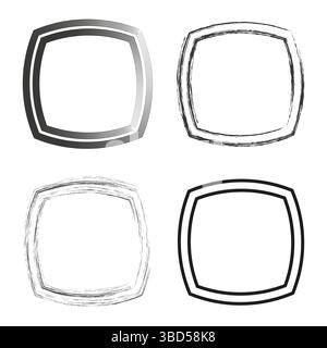Square sketch frames. Text box vector. Artistic frame symbol. Abstract contour lines. Stock Vector
