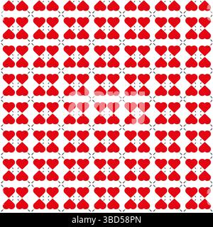 Red heart layout. Seamless love pattern. Bright decorative background. Romantic themed design. Stock Vector
