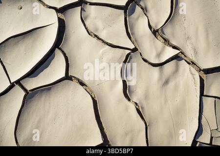Parched ground, dry riverbed, cracked clay mud in dried up river bed, Swakop River, Namibia Stock Photo