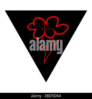 Stress cloud icon. Red storm symbol. Black triangle base. Stress text design. Stock Vector