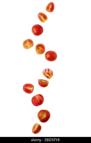 Levitating tomato cherry isolated on white background Stock Photo