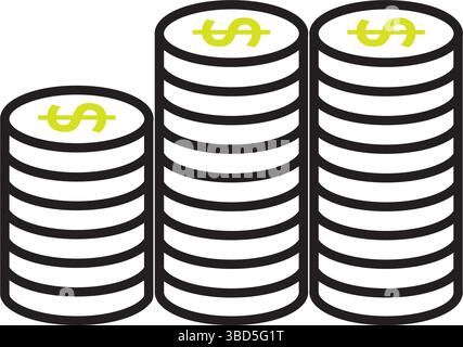 Three coin towers view. Vector Stock Vector