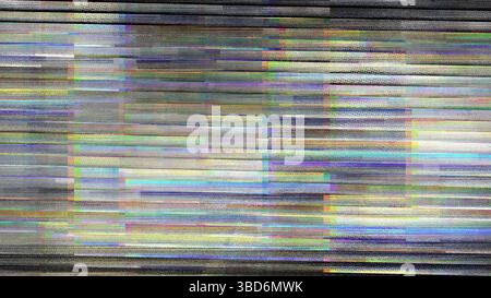 Abstract digital glitch art featuring vibrant halftone colors and distorted horizontal lines creating a unique visual effect Stock Photo