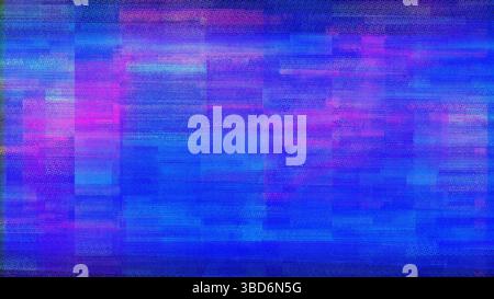 Abstract digital glitch art featuring a vibrant blend of blue and purple hues with a halftone effect, creating a textured atmosphere Stock Photo