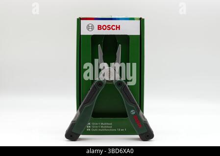 Bologna - Italy - May 16, 2025: Bosch multitool isolated on white background. Stock Photo