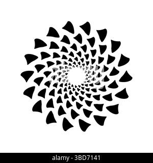 A bold black spiral design made of triangle shapes. Ideal for modern branding, tech, or minimalist identity design Stock Vector
