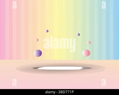 Rainbow Gradient Podium Stage with Abstract Glow For Product Placement Display Stock Vector