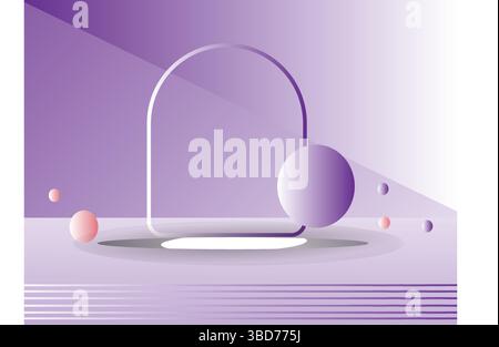 Futuristic Purple Podium Display with Arched Frame For Product Display Stock Vector