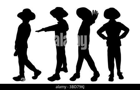 Free happy boys silhouettes Stock Vector