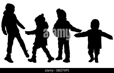 Free happy boys silhouettes Stock Vector