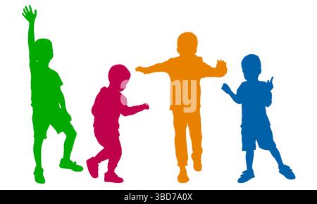 Free happy boys silhouettes Stock Vector