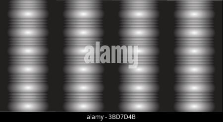Abstract dark metal texture with vertical lines and embossed cylindrical light reflections Stock Vector