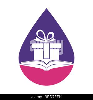 Book gift logo design vector. Present and market symbol or icon. library and surprise logotype design template. Stock Vector