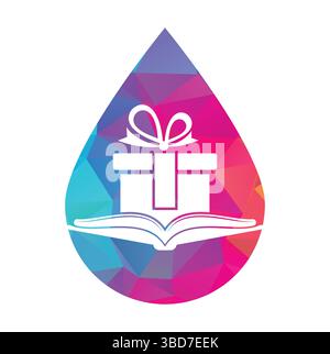 Book gift logo design vector. Present and market symbol or icon. library and surprise logotype design template. Stock Vector