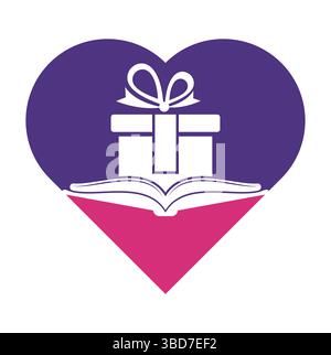 Book gift logo design vector. Present and market symbol or icon. library and surprise logotype design template. Stock Vector