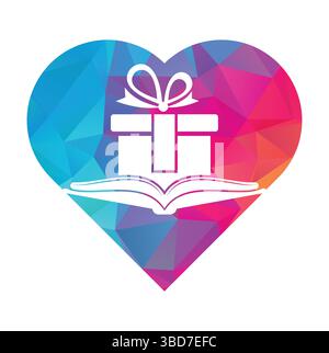 Book gift logo design vector. Present and market symbol or icon. library and surprise logotype design template. Stock Vector
