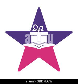 Book gift logo design vector. Present and market symbol or icon. library and surprise logotype design template. Stock Vector
