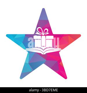 Book gift logo design vector. Present and market symbol or icon. library and surprise logotype design template. Stock Vector