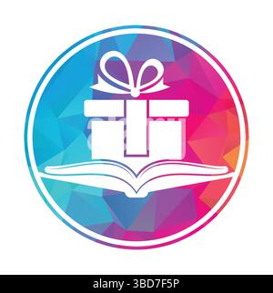 Book gift logo design vector. Present and market symbol or icon. library and surprise logotype design template. Stock Vector