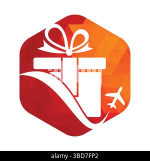 Travel gift vector logo design. Vector of gift and plane logo combination. Stock Vector