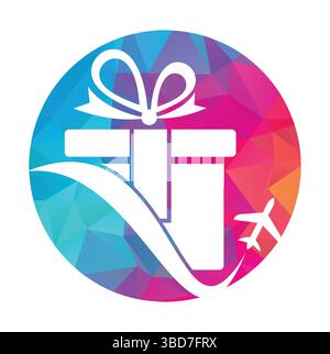 Travel gift vector logo design. Vector of gift and plane logo combination. Stock Vector