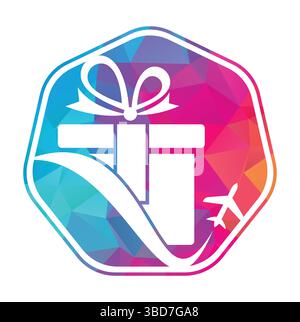 Travel gift vector logo design. Vector of gift and plane logo combination. Stock Vector