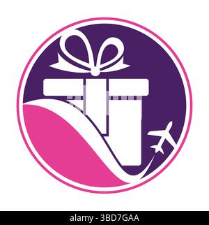 Travel gift vector logo design. Vector of gift and plane logo combination. Stock Vector